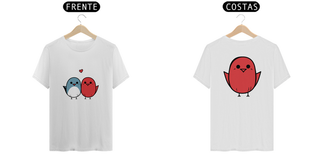 Casal passarinhos Vermelho (camiseta)