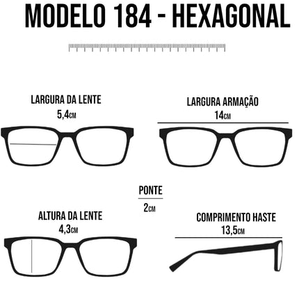 Óculos de Sol Hexagonal Lente Preta com Proteção Uv400 Feminino