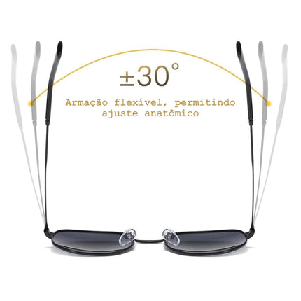 Óculos de Sol Hexagonal Lente Preta com Proteção Uv400 Feminino